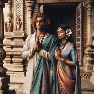 South Asian Couple in Vrindavan Temple | Traditional Attire