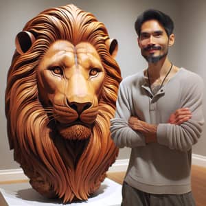 Photo-realistic Carved Lion Sculpture with Individual