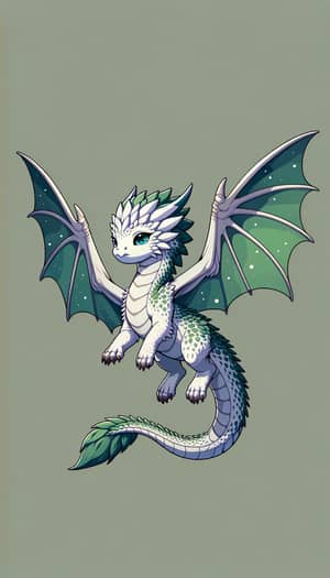 Cute Juvenile White Scales Dragon Flying to the Sky