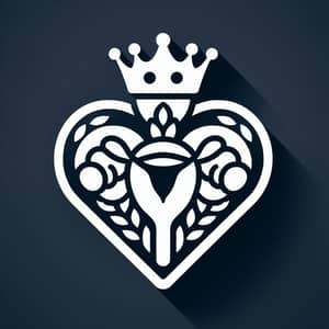 Captivating Heart with Crown and Uterus Icon - Flat Design Style