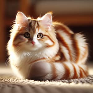 Orange and White Striped Cat Sitting on Plush Carpet