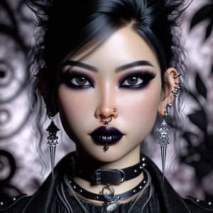 Gothic Asian Woman Portrait | Dark Makeup & Spiky Hair