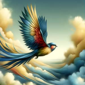 Colorful Bird Soaring High in the Sky