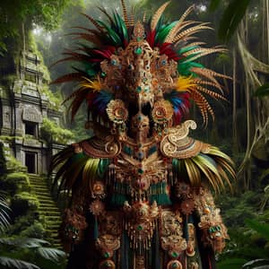 Ancient King's Distinctive Attire in Jungle with Ornate Jewelry & Lush Robes