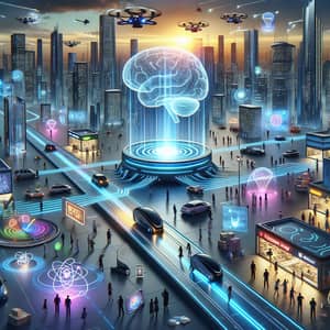 Futuristic Technology Cityscape | Advanced AI, High-tech Devices