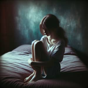 Introspective Teenage Girl in Moody Bedroom - Emotional Portrait