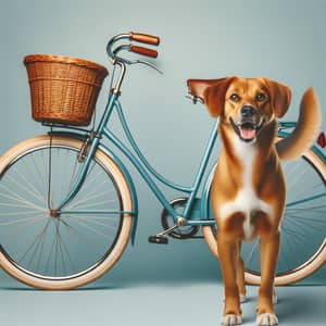 Happy Brown Dog with Vintage Bicycle | Fun Ride in the Park