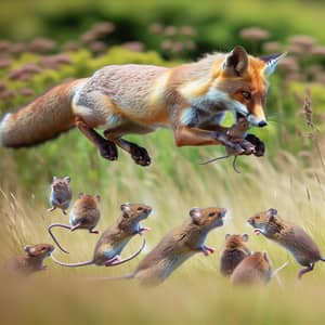 Agile Fox Hunting in Tall Grass: A Captivating Scene