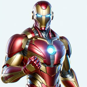 Crimson & Gold Armored Humanoid Robot - Futuristic Superhero