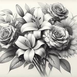 Beautiful Pencil Sketch Flowers | Detailed Botanical Illustration