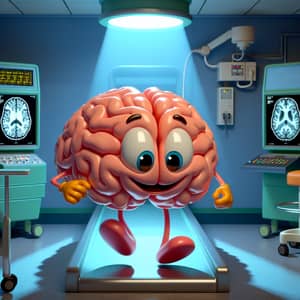 Cartoonish Happy Brains in Radiology Room | Pixar Inspired