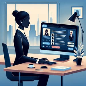 Professional Recruiter in Office Environment with AI Chat System