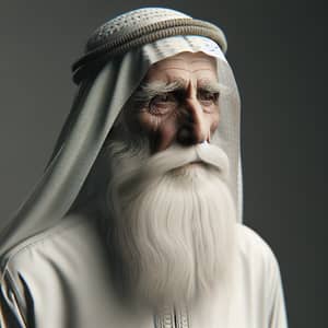 Arab Elderly Man with White Beard and Traditional Attire