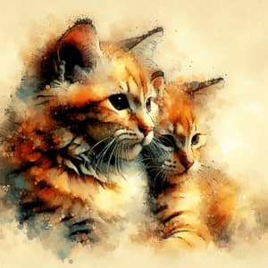 Marmalade Cats Watercolour Art | Soft Muted Tones