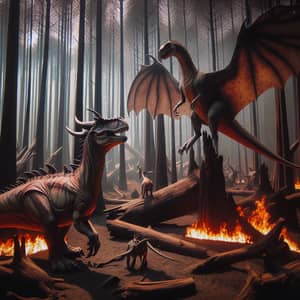 Dinosaurs and Dragons in Burnt Forest