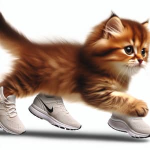 Adorable Small Cat Running with Nike Shoes | Cute and Energetic