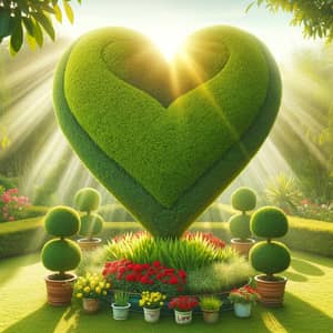 Lush Heart-Shaped Topiary in Garden | Vibrant Colored Flowers