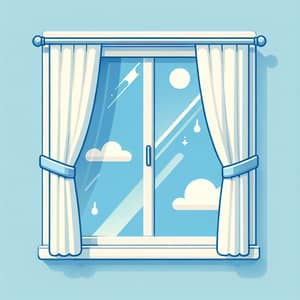 Tranquil Window Scene with Blue Sky and Clouds Reflection