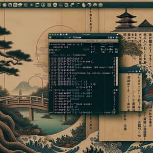 Japanese Style Linux Operating System Interface with Traditional Aesthetics