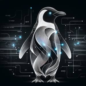 Futuristic Digital Penguin Art | Cyber-Themed Design