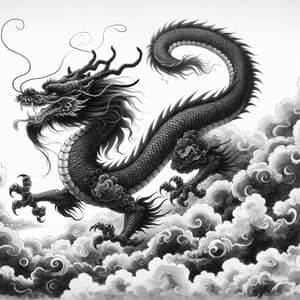 Majestic Dragon in Traditional Chinese Ink Wash Style