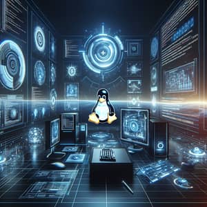 Futuristic Representation of Linux: Advanced Tech & Open-Source Ambiance