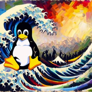 Abstract Expressionist Linux Art | Open Source Technology & Tux Penguin