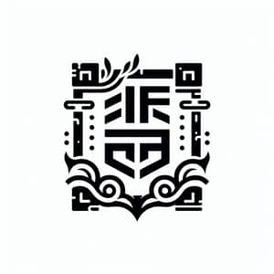 Japanese Style Black and White Logo for Game Over Development Team