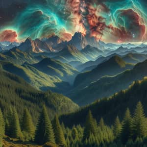 Majestic Nebula Mountains | High-Quality Texture View