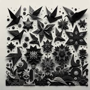 Intricate Black Origami Wallpaper - Mesmerizing Desktop Art