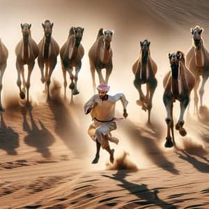 Arab Man in Baduy Attire Fleeing Camel Pursuit
