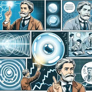 Historical Caucasian Scientist: Electromagnetic Wave Theory Comic Strip