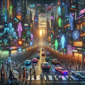 Futuristic Cyberworld: Advanced Cityscape with Neon Lights