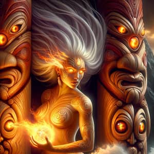 Mahuika: Divine Maori Goddess in Fiery Action