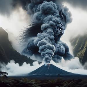 Maori Guardian Steaming Volcano Image | Cultural Heritage Art