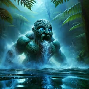 Maori Water Guardian Emerging from Lake | Ultra-High Definition Image