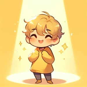 Charming Happy Yellow Character | Joyful Pose