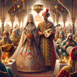Traditional Moroccan Wedding Scene | Festive Attire & Music