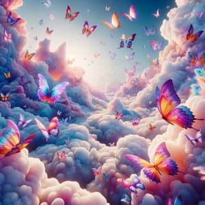 Colorful Butterflies Soaring in a Surreal Sky | Dreamlike Landscape