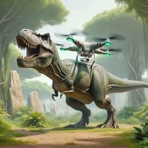 Majestic T-Rex with Modern Drone – Prehistoric Scene