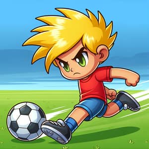 Intensely Focused Bart Simpson Playing Soccer
