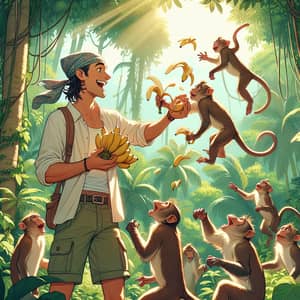 A Man with Monkeys: A Jungle Adventure Experience