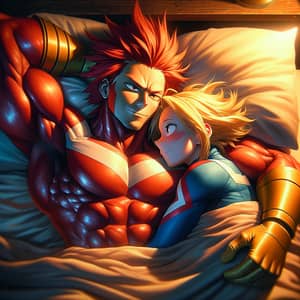 Intimate Embrace of Two Popular Superhero Characters in Bed