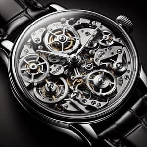 Detailed Technical Wristwatch with Exposed Gears and Balance Wheel