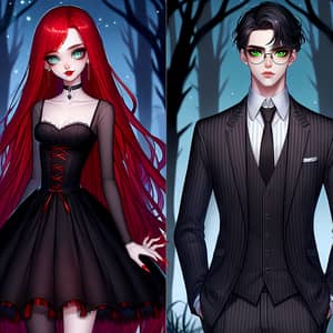 Contrasting Characters in Night Forest | Fiction Illustration