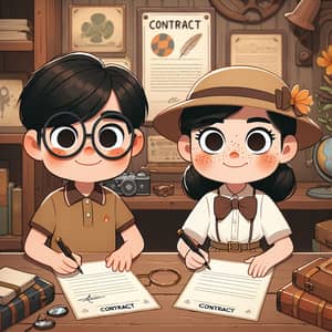 Carl and Ellie's Kids Signing Adventure Contract in Up Movie Scene