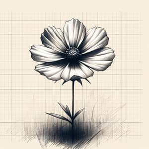 Intricate Sketch of a Resilient Flower