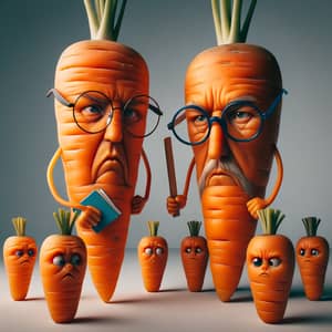 Surreal Carrot Family Scene | Strict Parenting Carrots