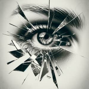Double Exposure Photo of Eye with Shattered Mirror Effect