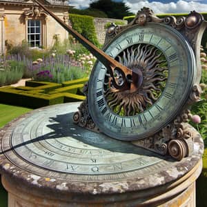 Old-Fashioned Sundial in Classic Garden | Ancient Timepiece